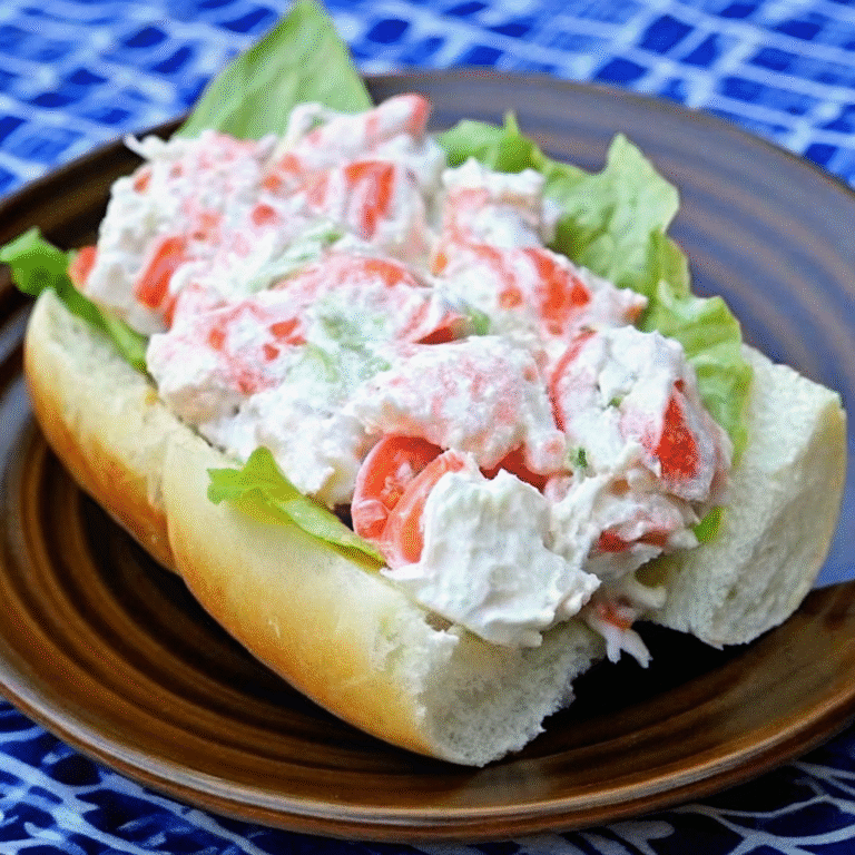The best seafood salad recipe (Publix copycat) with imitation crab, shell pasta, peas, and creamy dressing in a white bowl.