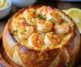 Crusty Bread Bowl with Rich Seafood Soup