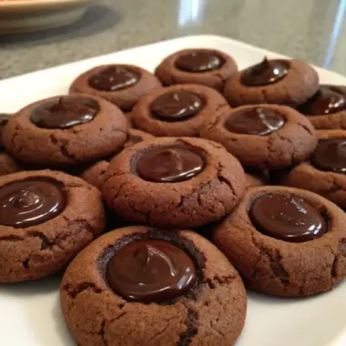 A delicious plate of Chocolate Thumbprint Cookies
