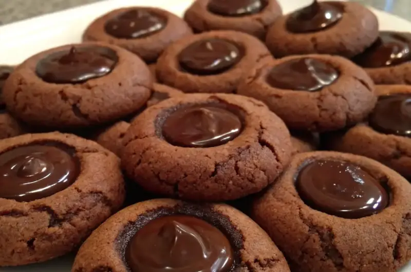 A delicious plate of Chocolate Thumbprint Cookies