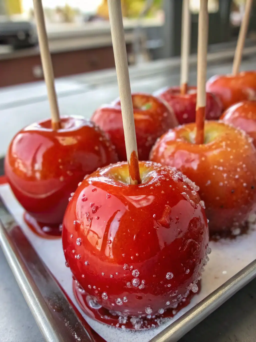A delicious plate of Frosty Wonderland Candy Apples