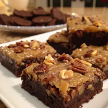 A delicious plate of German Chocolate Brownies