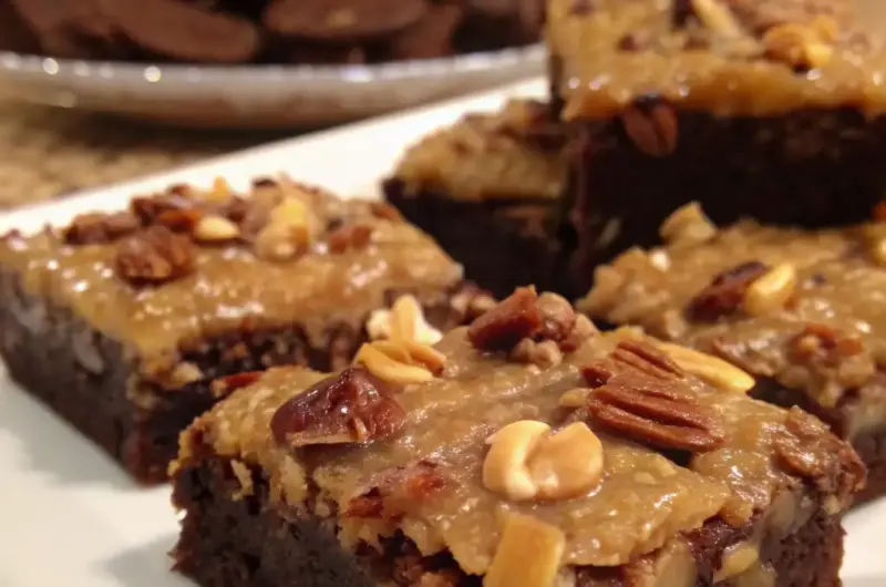 A delicious plate of German Chocolate Brownies