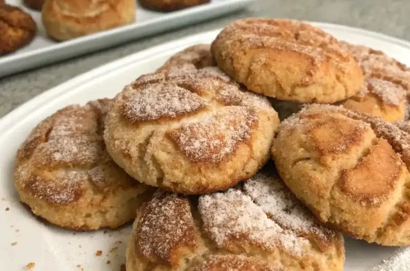 A delicious plate of Churro Crinkle Cookies with Cinnamon Sugar