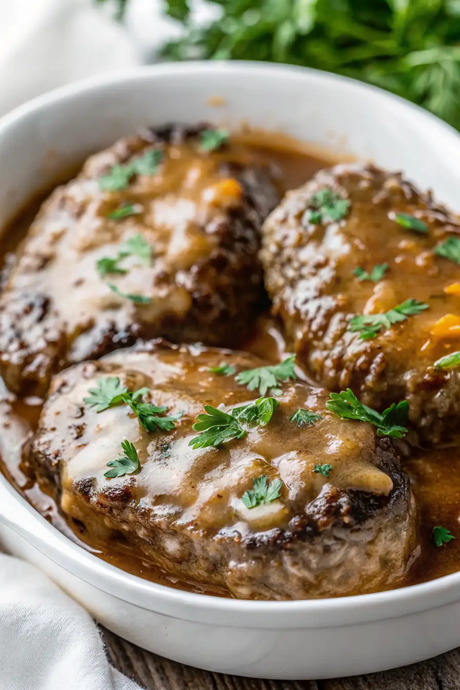 A delicious plate of Amish Hamburger Steak Bake