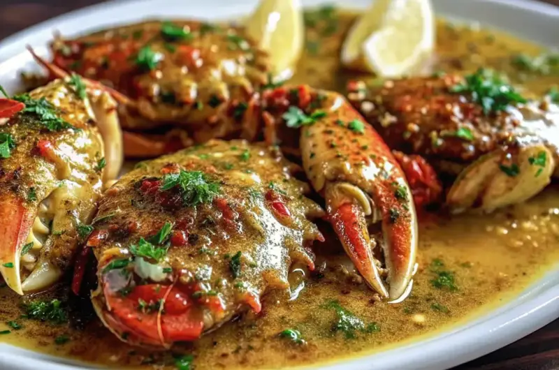 A delicious plate of Butter Garlic Crab