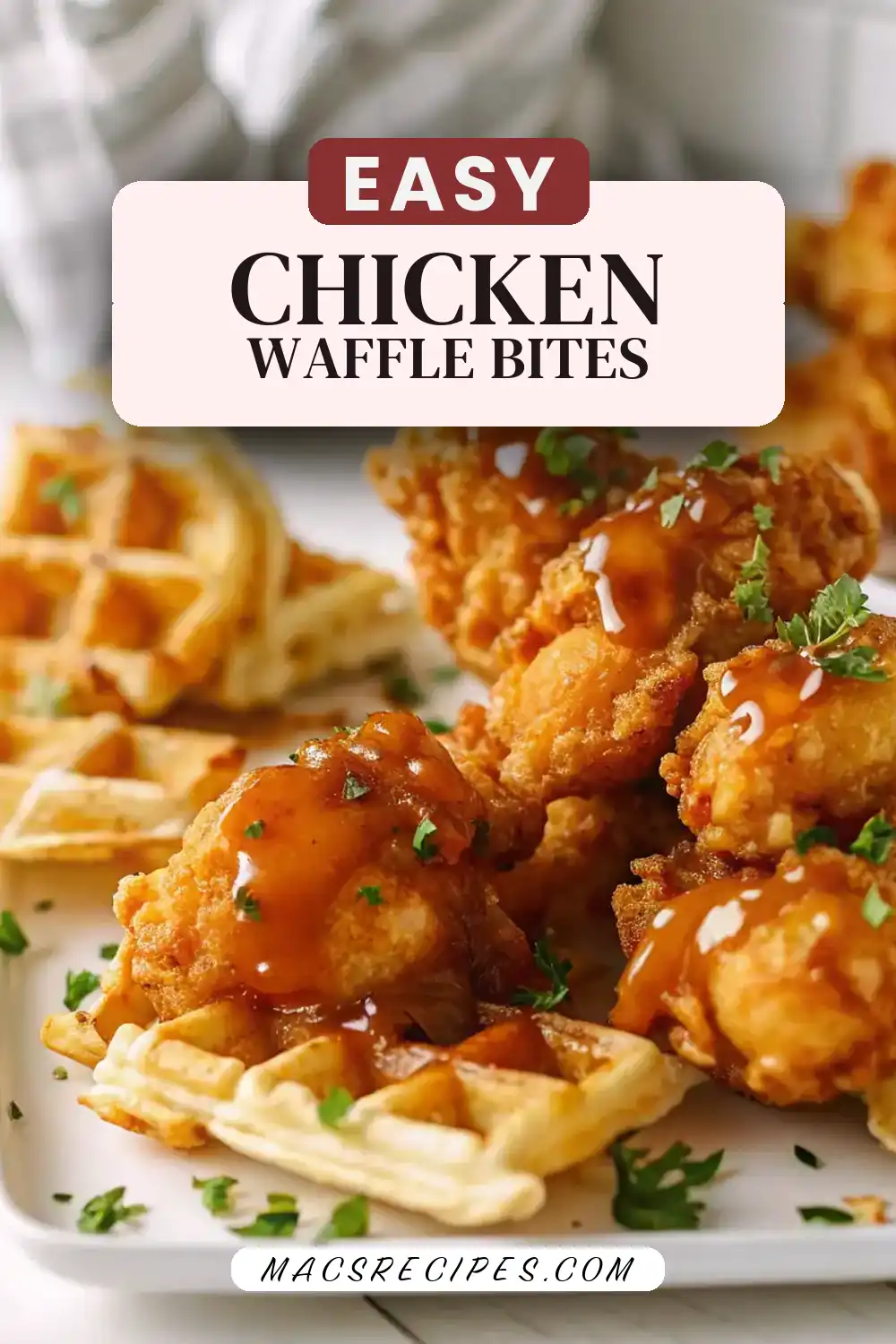 Mini Chicken & Waffles Bites with Hot Honey