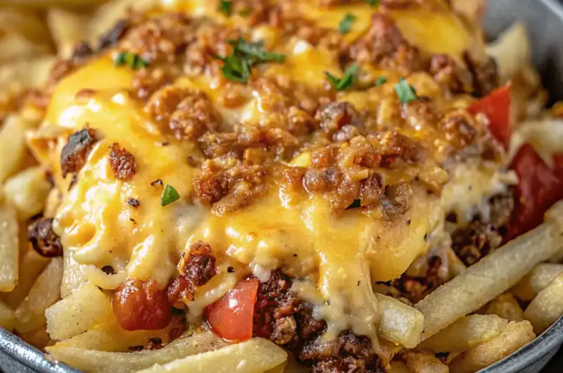A delicious plate of Cheeseburger French Fry Casserole