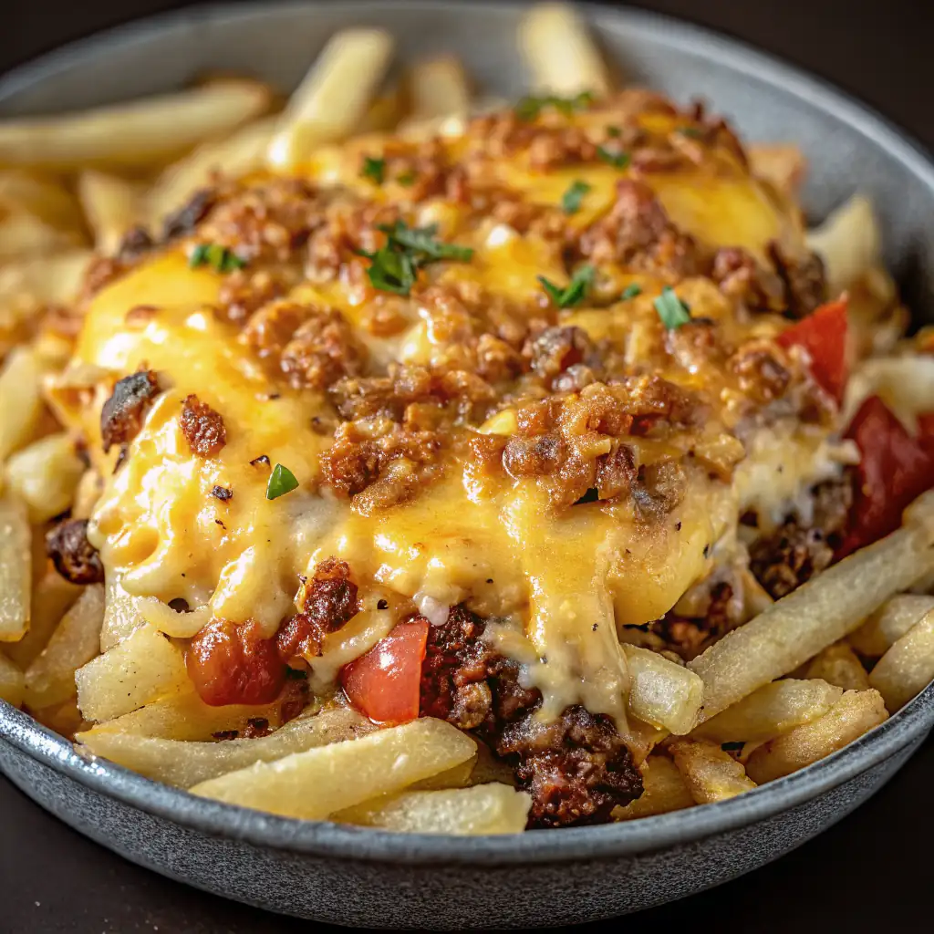 A delicious plate of Cheeseburger French Fry Casserole