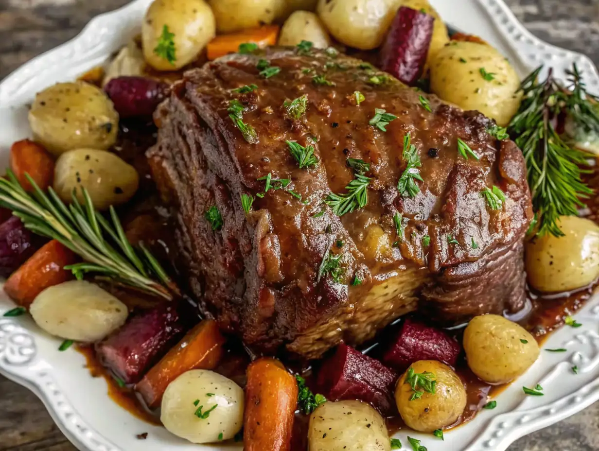 A delicious plate of Crockpot Pot Roast Recipe