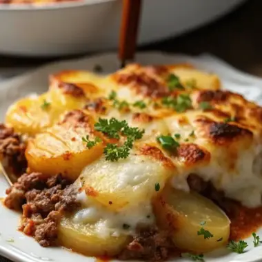 A delicious plate of Ground Beef Potato Casserole