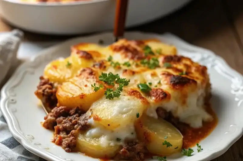 A delicious plate of Ground Beef Potato Casserole
