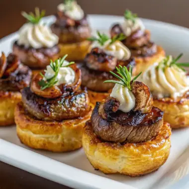 A delicious plate of Mini Beef Wellington Bites