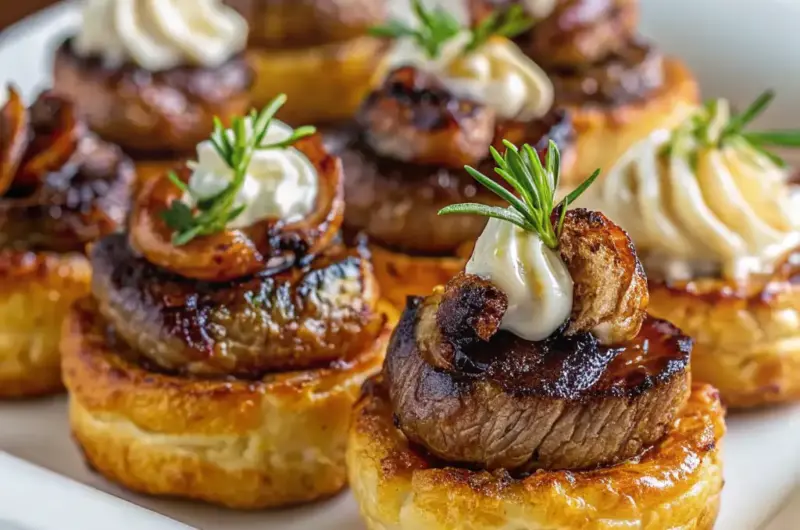 A delicious plate of Mini Beef Wellington Bites