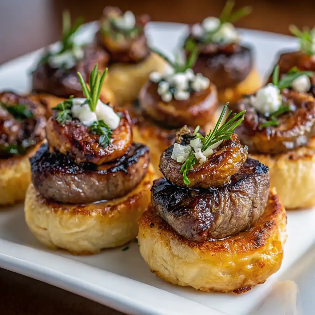 A delicious plate of Mini Beef Wellington Bites