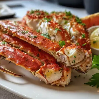 A delicious plate of Oven Baked Snow Crab Legs