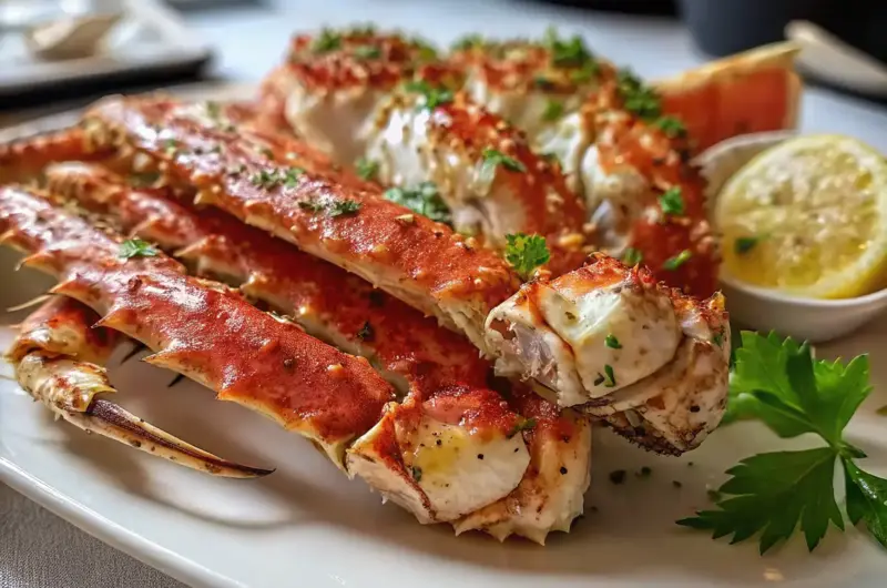 A delicious plate of Oven Baked Snow Crab Legs
