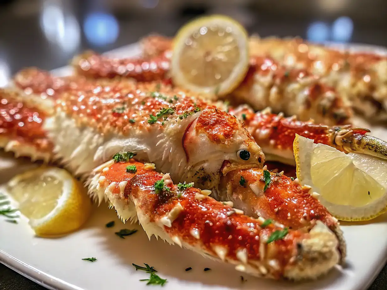 A delicious plate of Oven Baked Snow Crab Legs