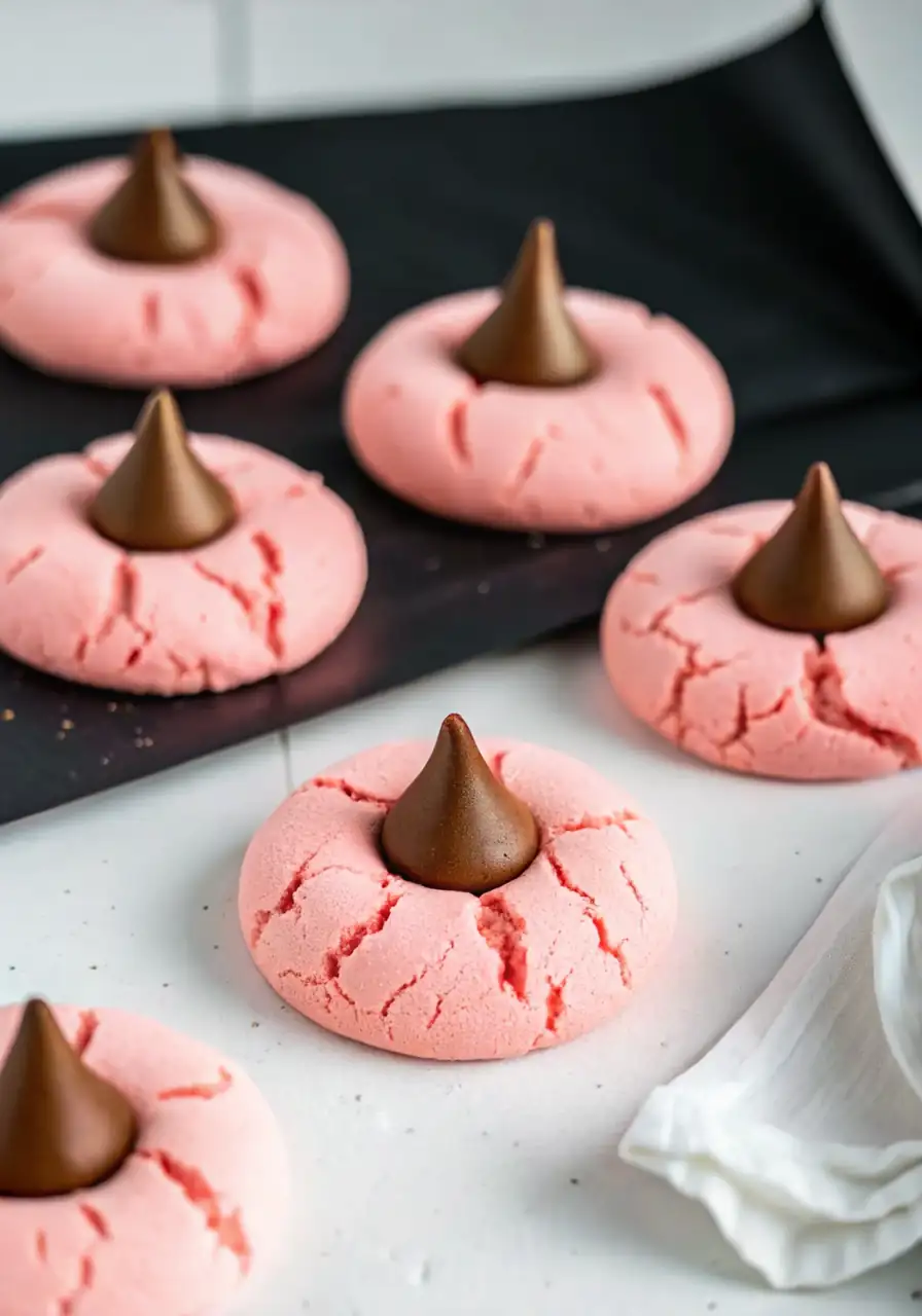 A delicious plate of Strawberry Kiss Cookies