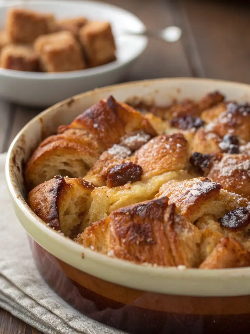 A delicious plate of Croissant Bread Pudding