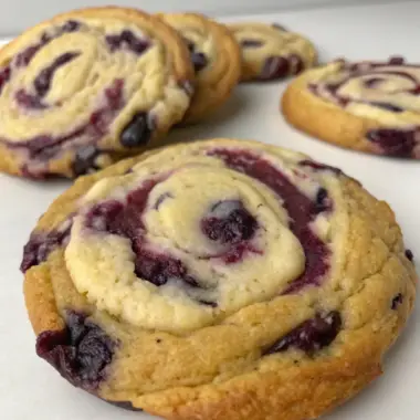 A delicious plate of Blueberry Cheesecake Swirl Cookie