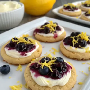 A delicious plate of Lemon Blueberry Cheesecake Cookies