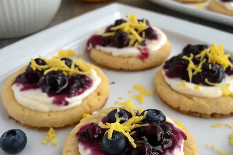 A delicious plate of Lemon Blueberry Cheesecake Cookies