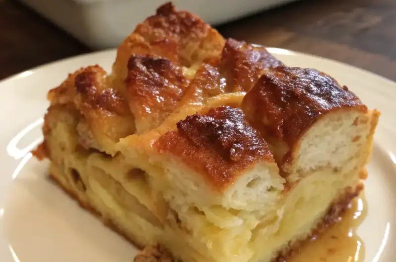 A delicious plate of Croissant Bread Pudding