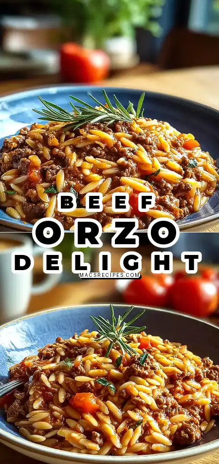 Pinterest pin 1 (Design 1) for Ground Beef Orzo Recipe