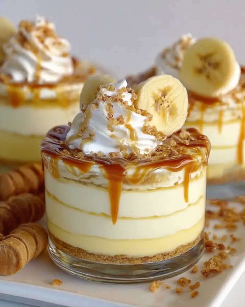 A delicious plate of Banana Caramel Cream Dessert