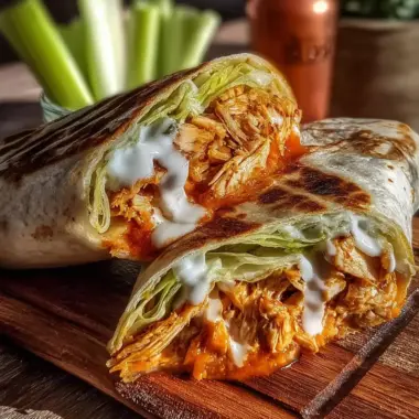 A delicious plate of Buffalo Chicken Caesar Wrap