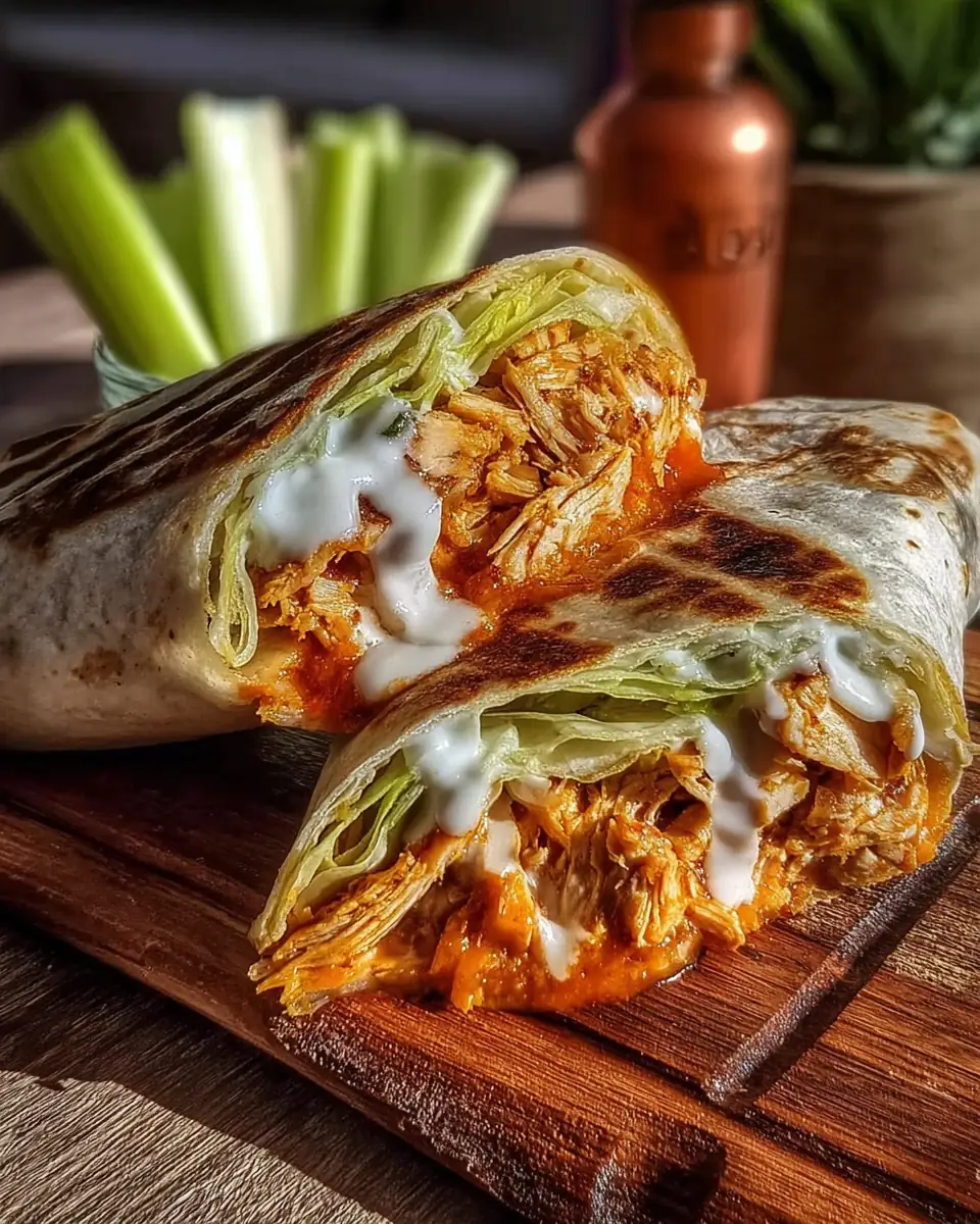 A delicious plate of Buffalo Chicken Caesar Wrap
