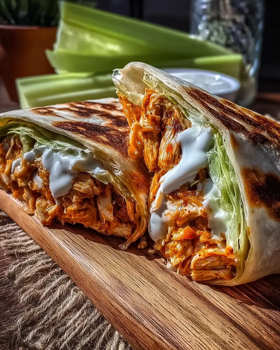 A delicious plate of Buffalo Chicken Caesar Wrap