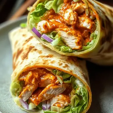 A delicious plate of Buffalo Chicken Caesar Wraps