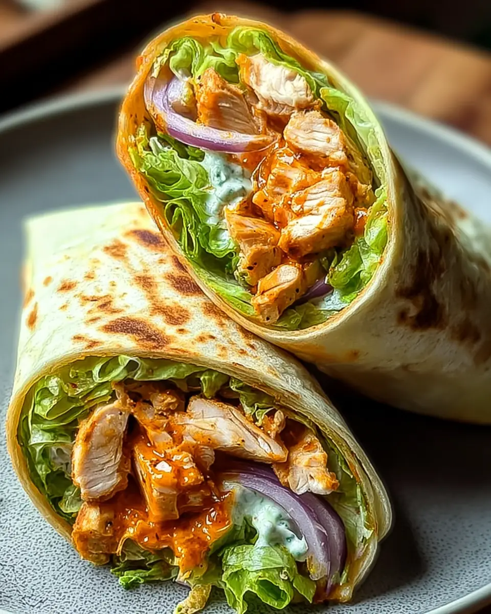A delicious plate of Buffalo Chicken Caesar Wraps