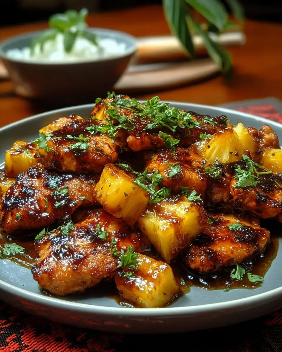 A delicious plate of Caramelized Pineapple Chicken