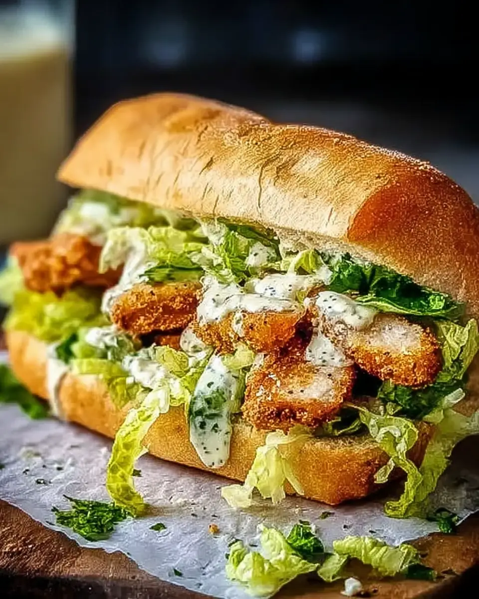 A delicious plate of Chicken Caesar Sandwich