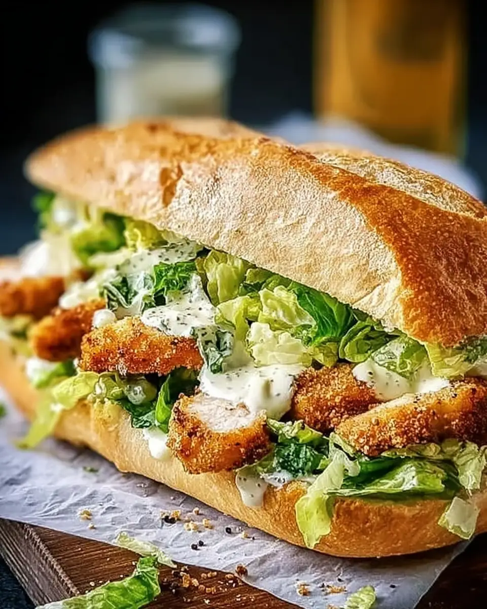 A delicious plate of Chicken Caesar Sandwich