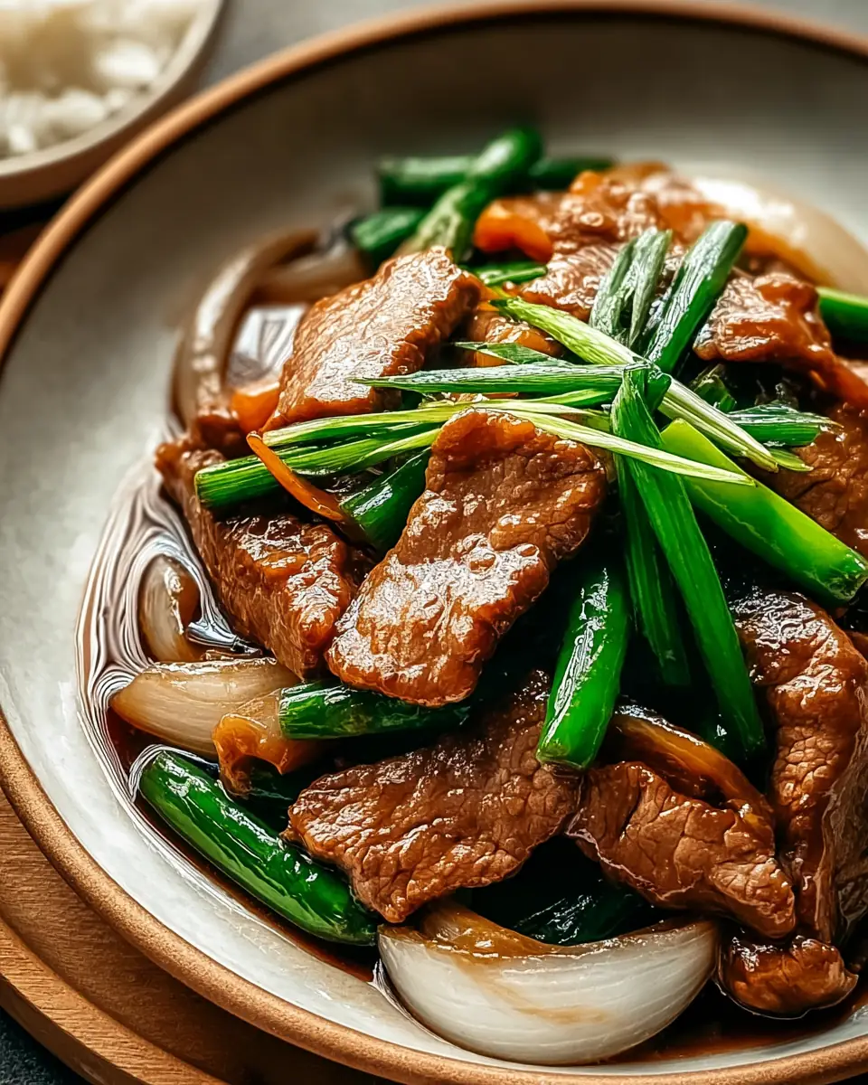 A delicious plate of Chinese Beef and Onion Stir Fry