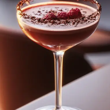 A delicious plate of Chocolate-Covered Raspberry Martini