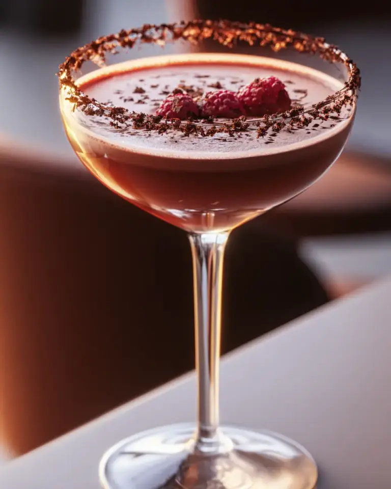 A delicious plate of Chocolate-Covered Raspberry Martini