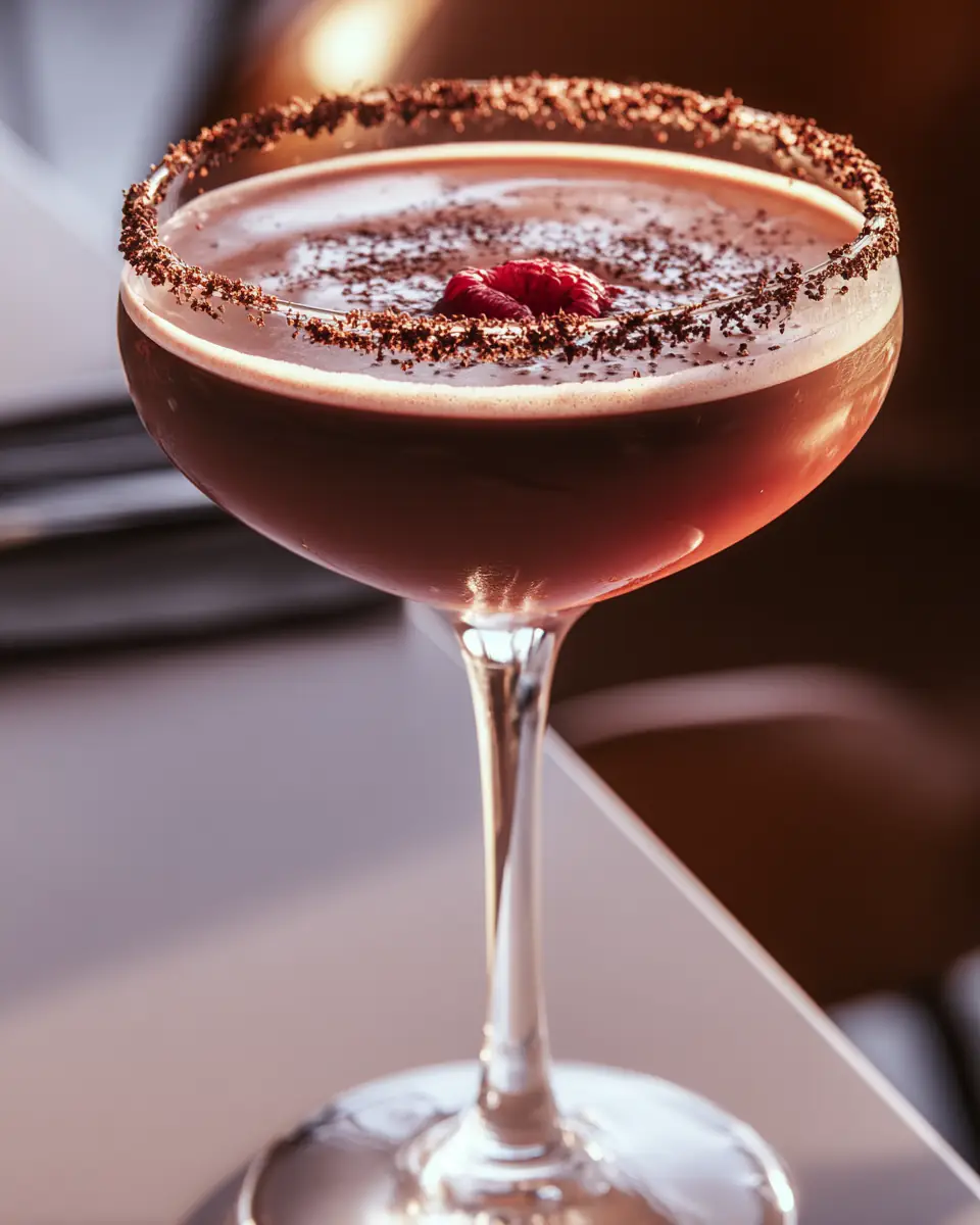A delicious plate of Chocolate-Covered Raspberry Martini