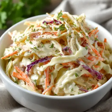 A delicious plate of Classic Creamy Coleslaw Dressing