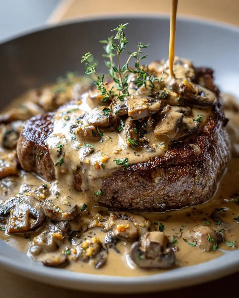 A delicious plate of Creamy Mushroom Sauce for Steak