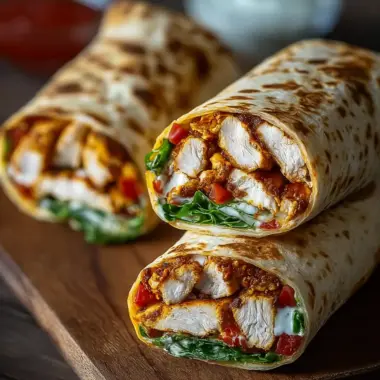 A delicious plate of Crispy Air Fryer Chicken & Mozzarella Wraps