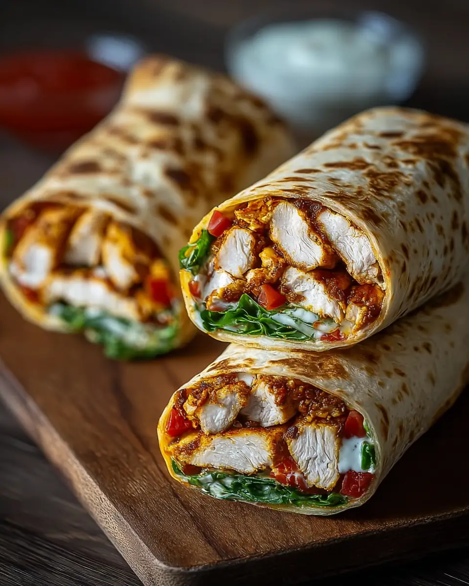 A delicious plate of Crispy Air Fryer Chicken & Mozzarella Wraps