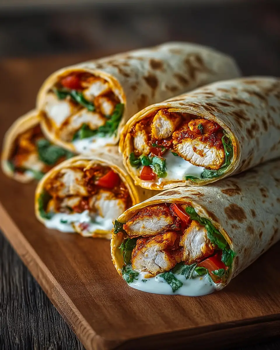 A delicious plate of Crispy Air Fryer Chicken & Mozzarella Wraps