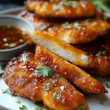A delicious plate of Crispy Baked Hot Honey Chicken