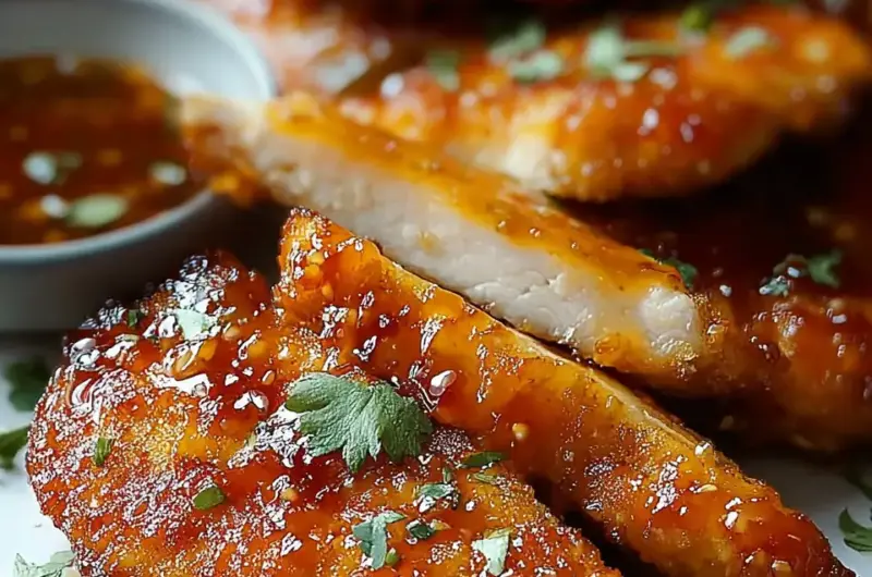 A delicious plate of Crispy Baked Hot Honey Chicken