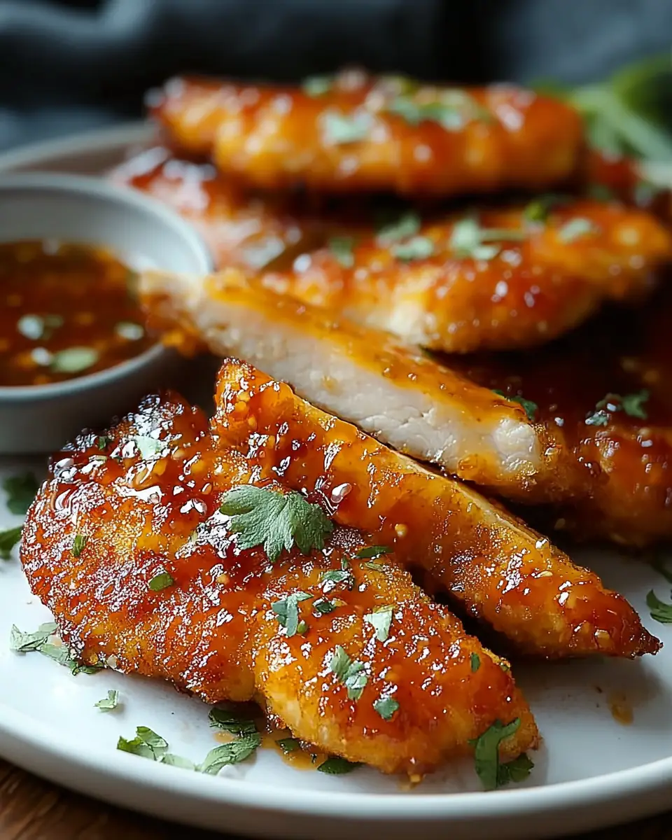 A delicious plate of Crispy Baked Hot Honey Chicken